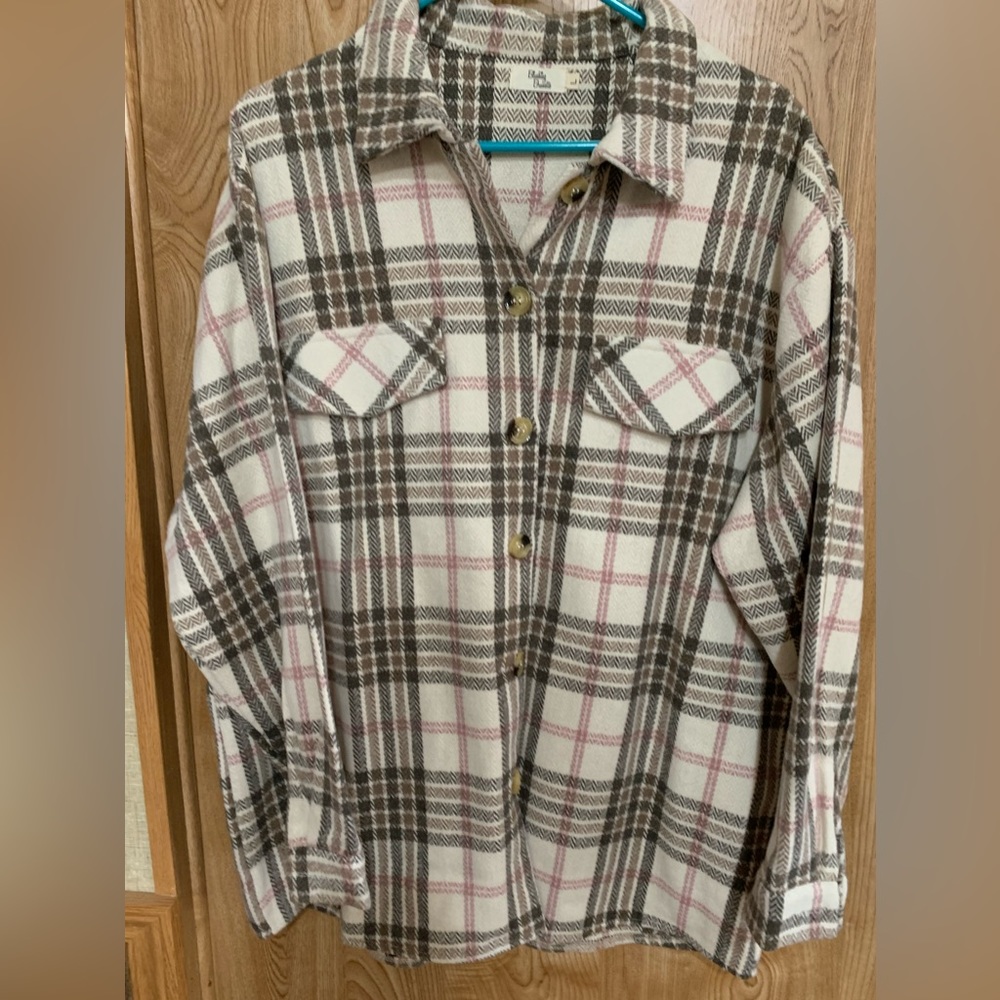 Blushing Brunette. Warm, heavy, button down flannel